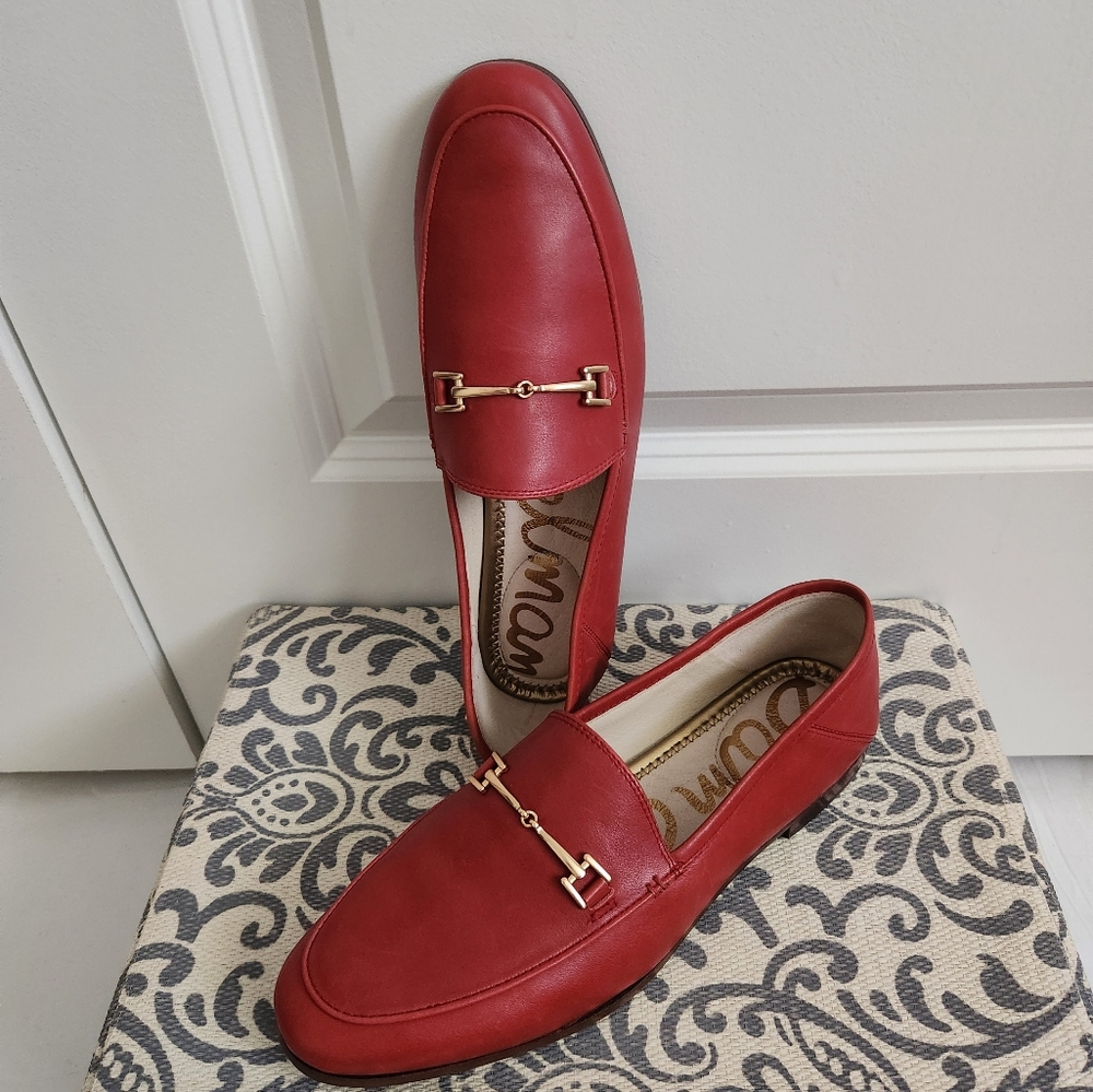 Sam Edelman Loraine Leather Loafers with Horsebit Detail (RED) BEST SELLER - Picture 3 of 4